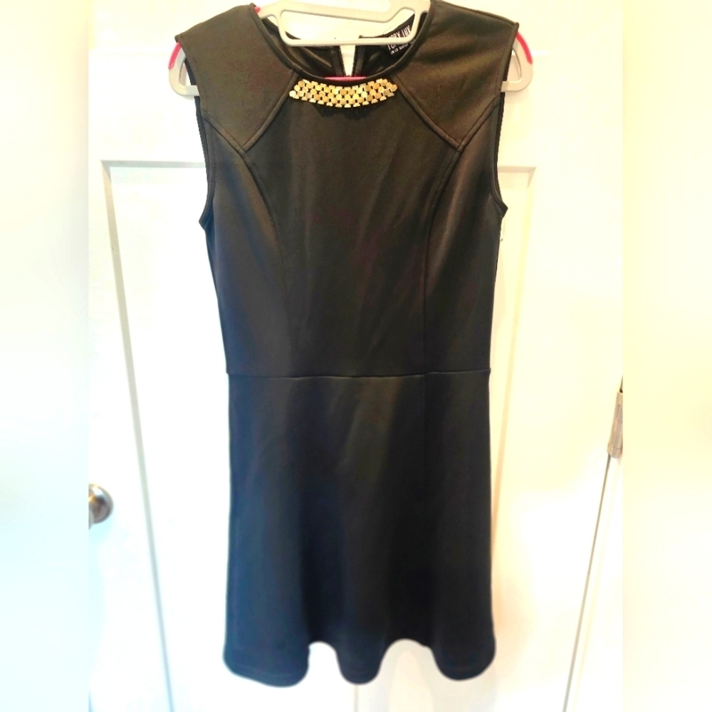 Poppy Lux Black Sleeveless Dress Size 8 US Embellished Neck Party Mini